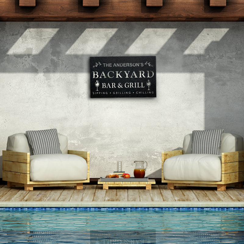 Personalized Backyard Bar & Grill Sign