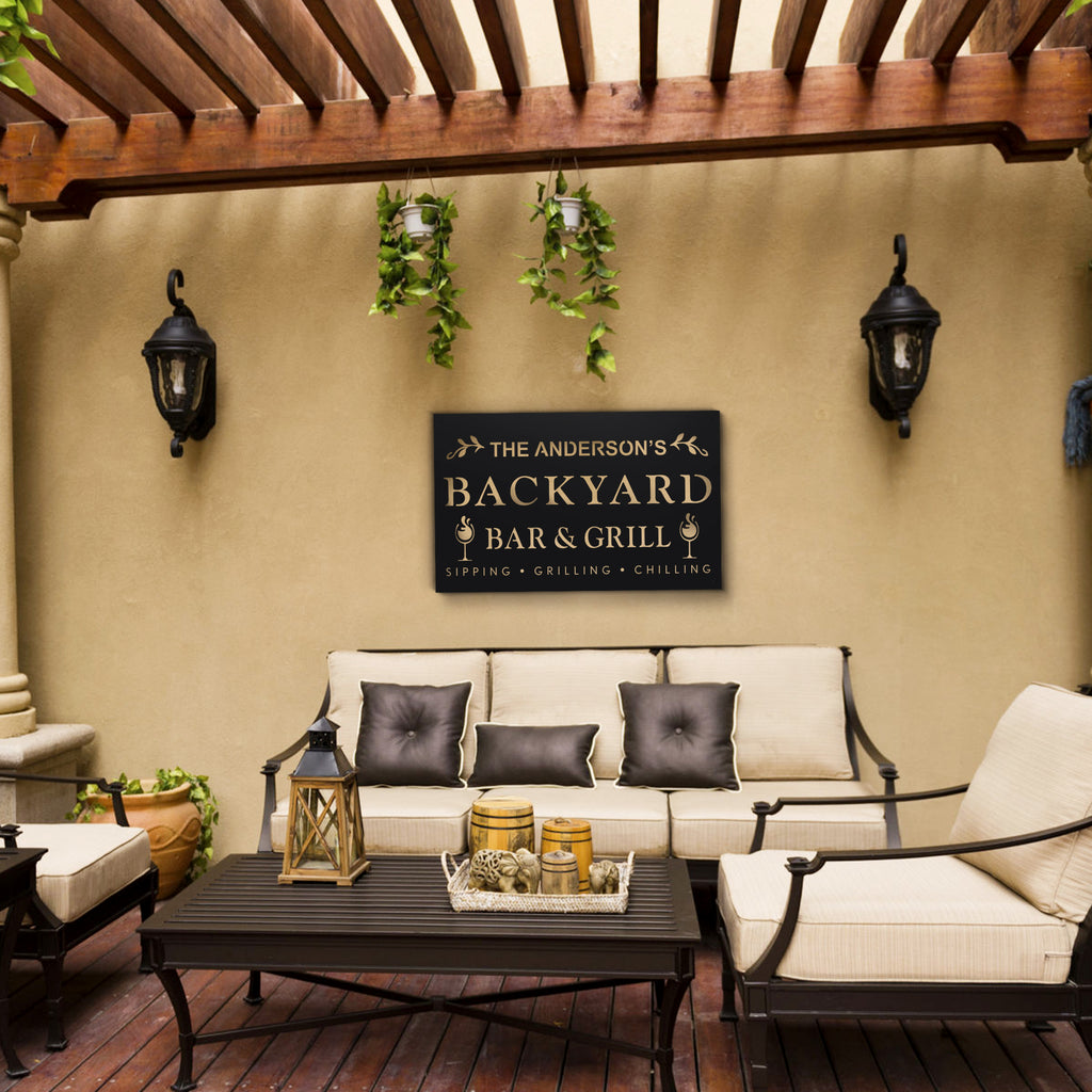 Personalized Backyard Bar & Grill Sign