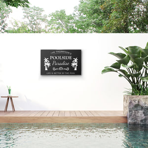 Poolside Paradise With Palms Sign
